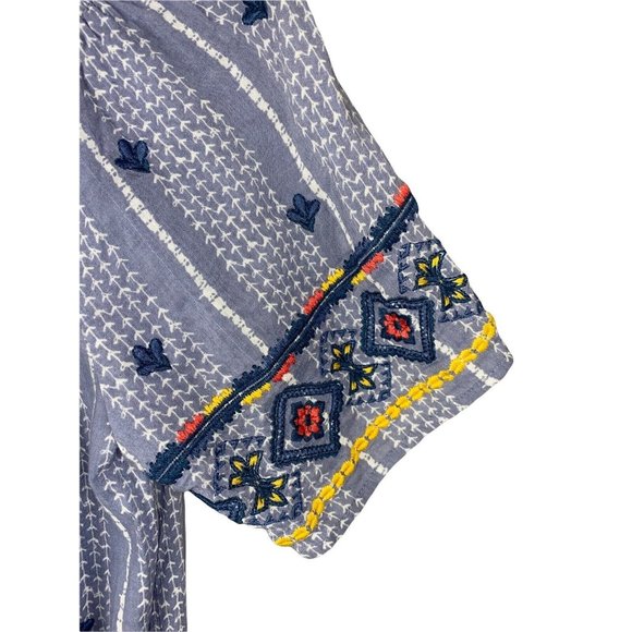 Easel Erin Blue Boho Dress Off The Shoulder Peasant Embroidered SZ Small - Picture 4 of 8